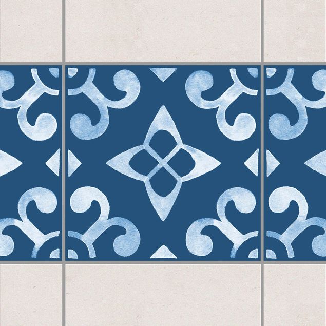 Küche Dekoration Muster Dunkelblau Weiß Serie No.5