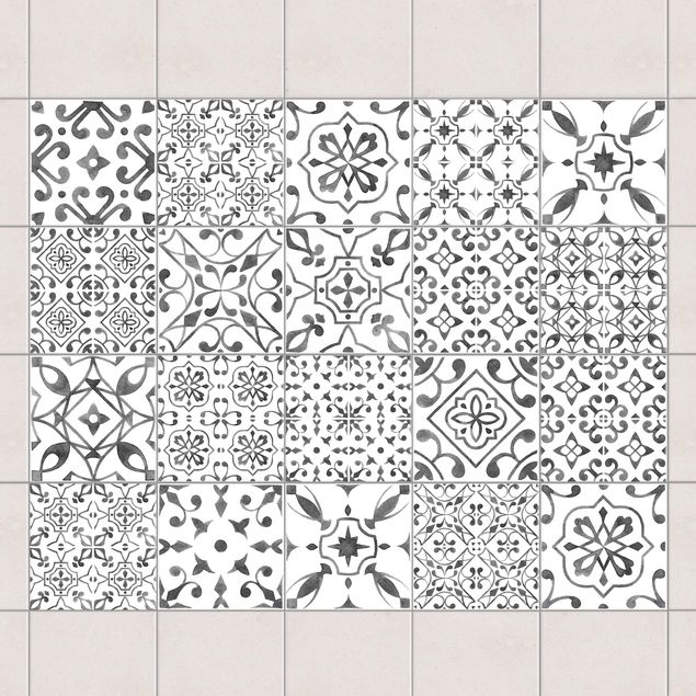 Wanddeko Küche Grau Weiß Muster Mix