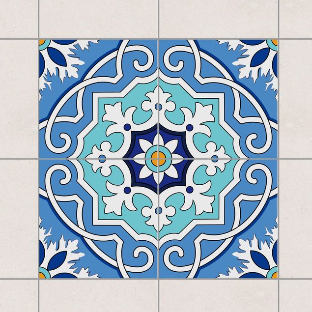 Küche Dekoration Mediterraner Fliesenspiegel blau
