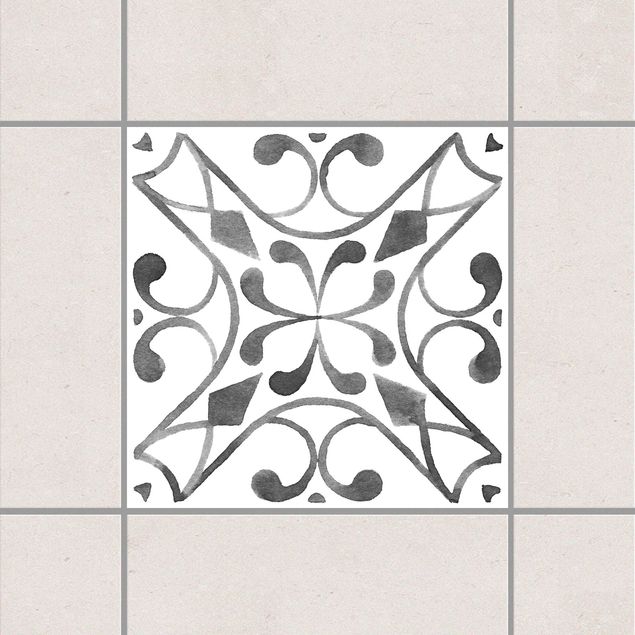 Fliesenaufkleber Muster Grau Weiß Serie No.3