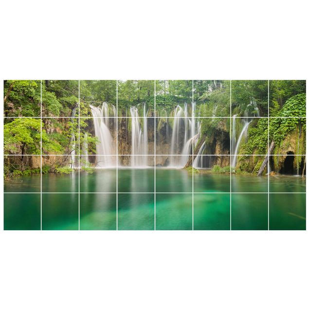 Klebefliesen grün Wasserfall Plitvicer Seen