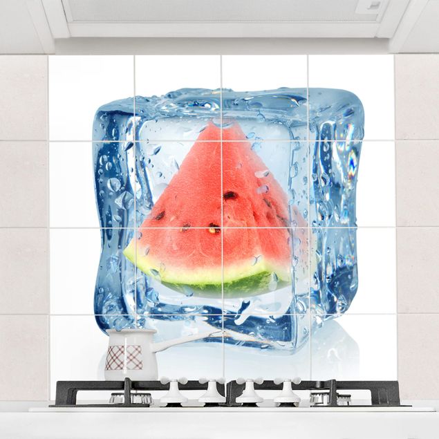 Wanddeko Küche Melone im Eiswürfel