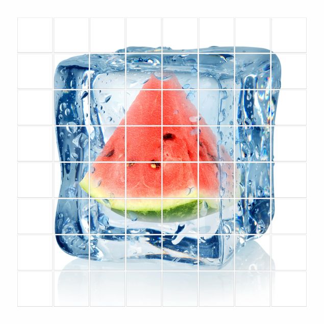 Fliesenbild - Melone im Eiswürfel