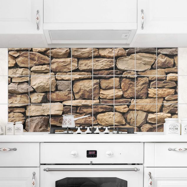 Fliesenfolie Küche Steinoptik Amerikanische Steinwand