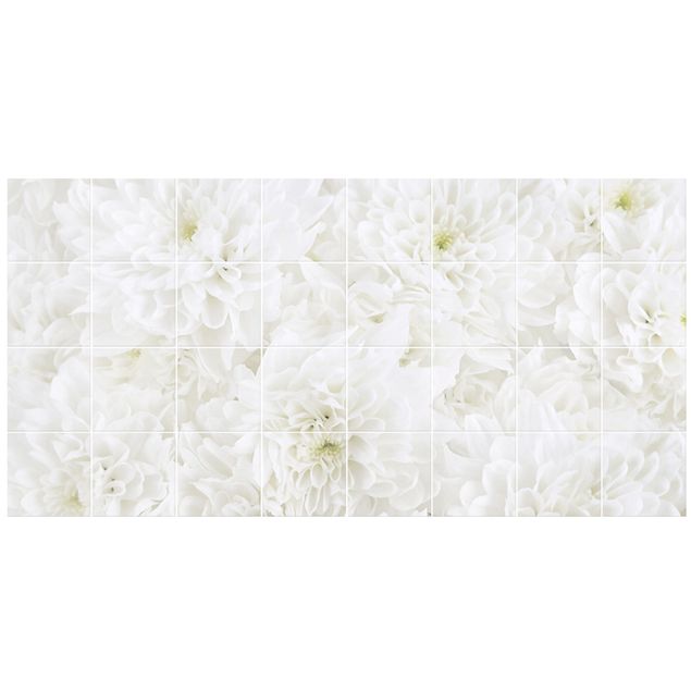 selbstklebende Klebefolie Dahlien Blumenmeer weiß