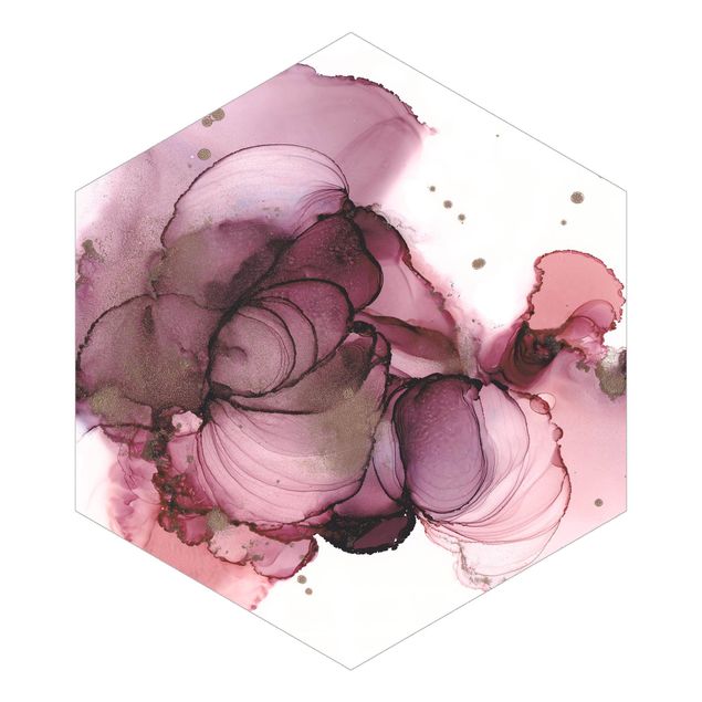 Hexagon Mustertapete selbstklebend - Fließende Reinheit in Violett