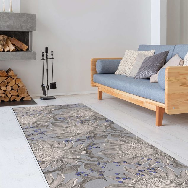 Moderne Teppiche Florale Eleganz Blaubeeren