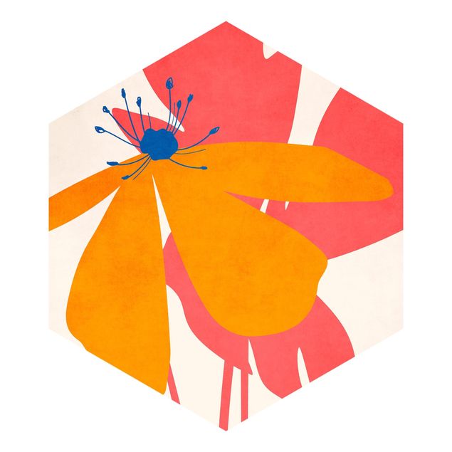 Kubistika Kunstdrucke Florale Schönheit Rosa und Orange
