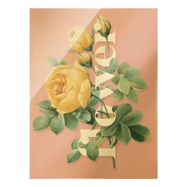 Wandbilder Rosa Florale Typografie - Flower