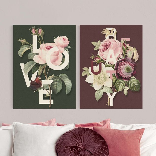 Wandbilder Floral Florale Typografie - Love & Beauty