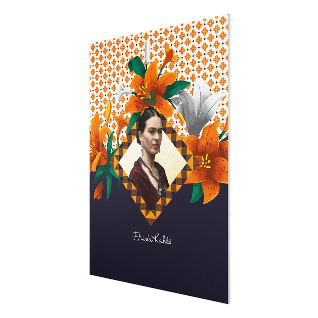Wandbilder Portrait Frida Kahlo - Lilien