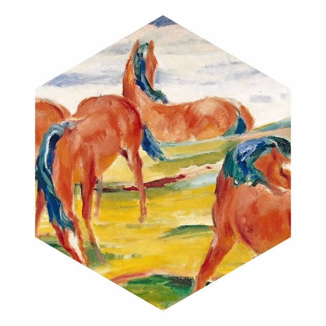 Tapete Hexagon Franz Marc - Weidende Pferde