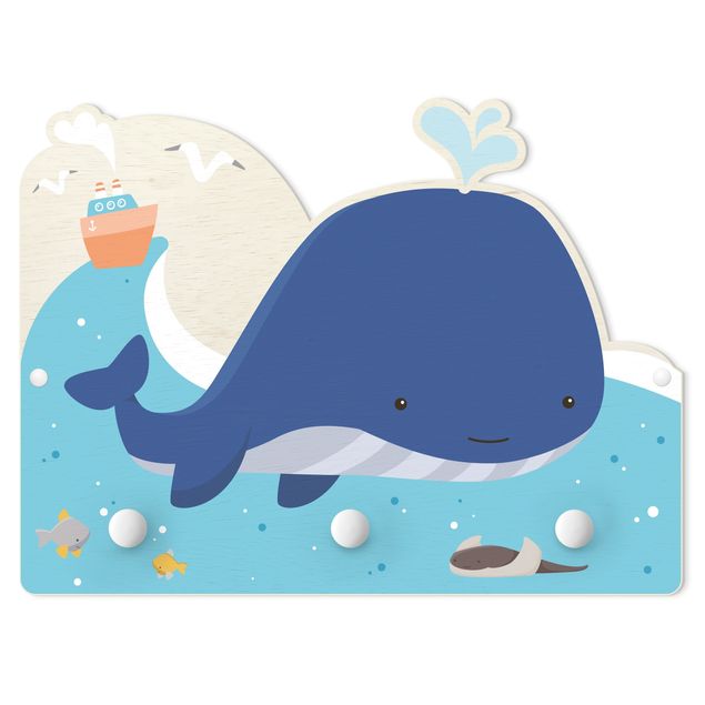 Garderobe mit Motiv Freundlicher Wal im Meer