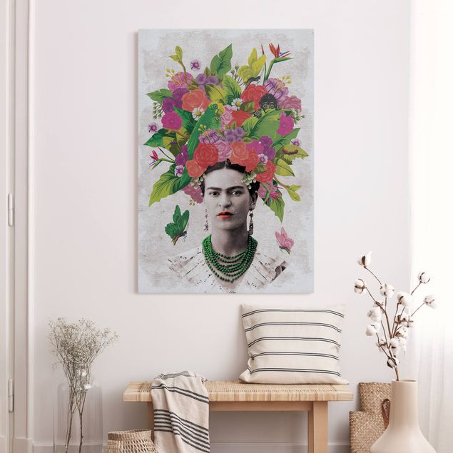 Wandbilder Kunstdrucke Frida Kahlo - Blumenportrait