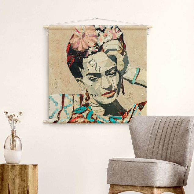 Wandbehang Stoffbild Frida Kahlo - Collage No.1