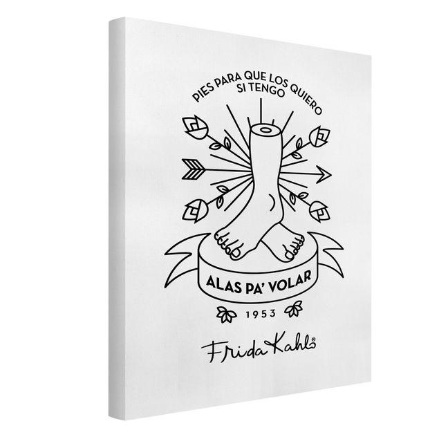 Wandbilder Schwarz-Weiß Frida Kahlo Alas pa´ Volar