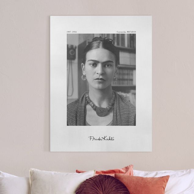 Leinwand Kunst Frida Kahlo Foto Portrait im Haus