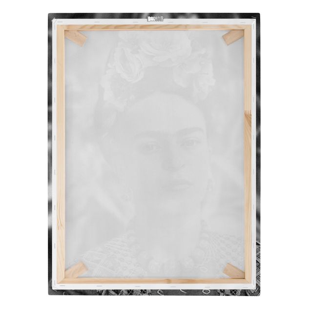schöne Leinwandbilder Frida Kahlo Foto Portrait mit Blumenkrone