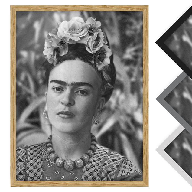 Frida Kahlo Wandbild Frida Kahlo Foto Portrait mit Blumenkrone