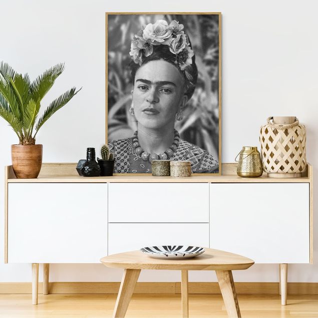 Wandbilder Portrait Frida Kahlo Foto Portrait mit Blumenkrone