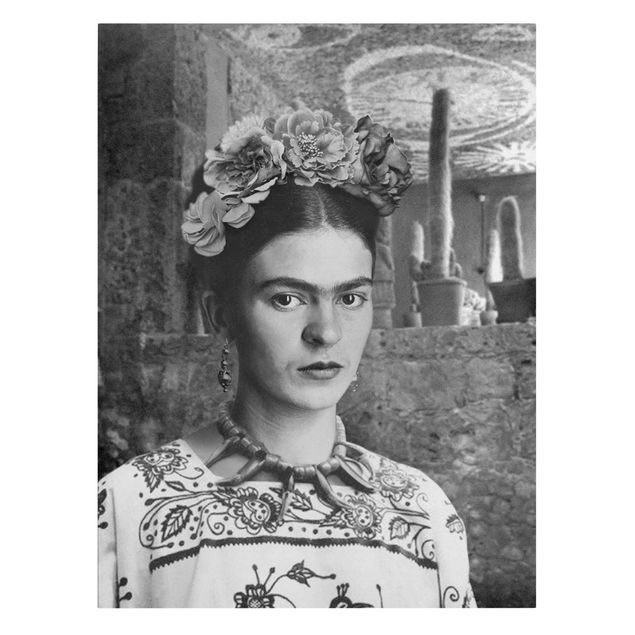 Frida Kahlo Wandbild Frida Kahlo Foto Portrait vor Kakteen