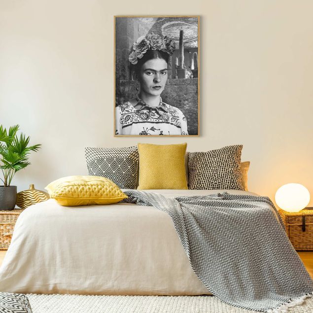 Wandbilder Portrait Frida Kahlo Foto Portrait vor Kakteen
