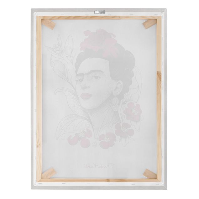 Kunstdrucke Frida Kahlo Portrait mit Blüten