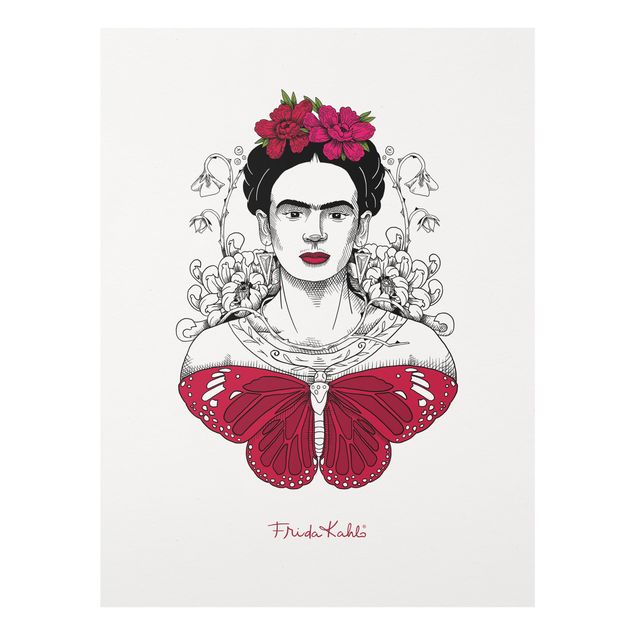 Bilder Frida Kahlo Frida Kahlo Portrait mit Blüten und Schmetterling