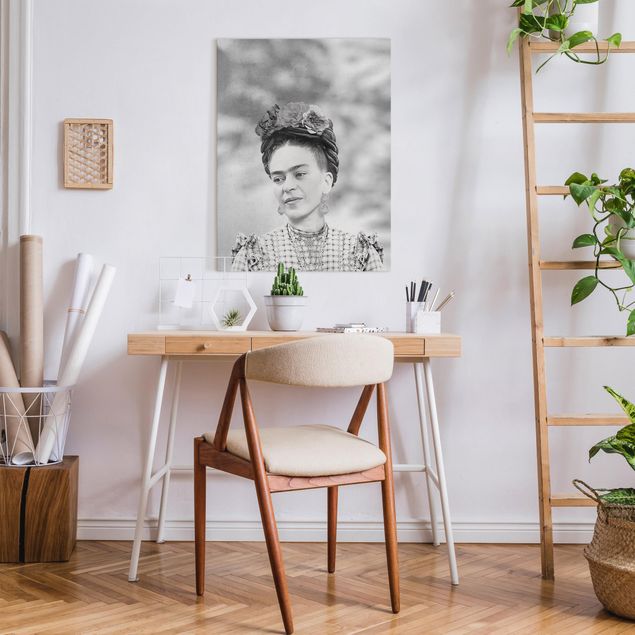 Leinwand schwarz-weiß Frida Kahlo Portrait