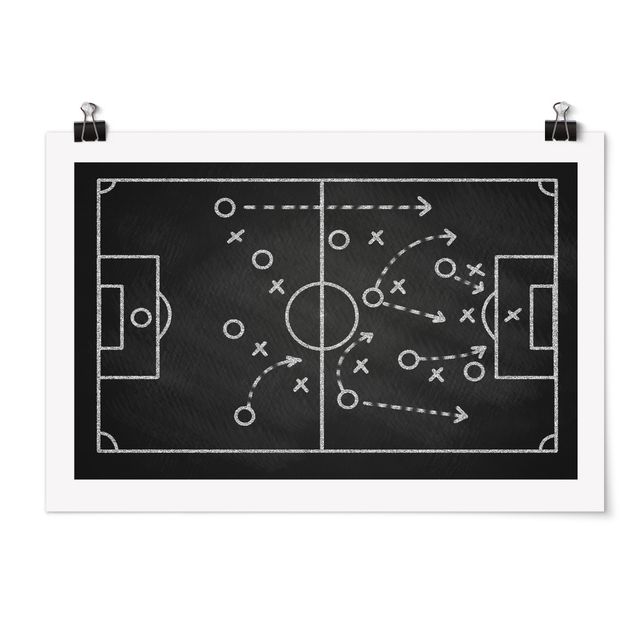 Wandbilder Modern Fußballstrategie auf Tafel