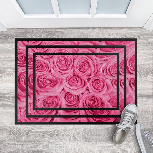 Fußmatte Blumen Bed of pink roses