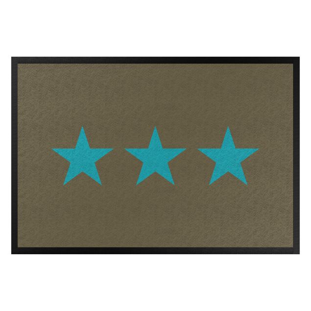 Moderner Teppich Drei Sterne braun türkisblau