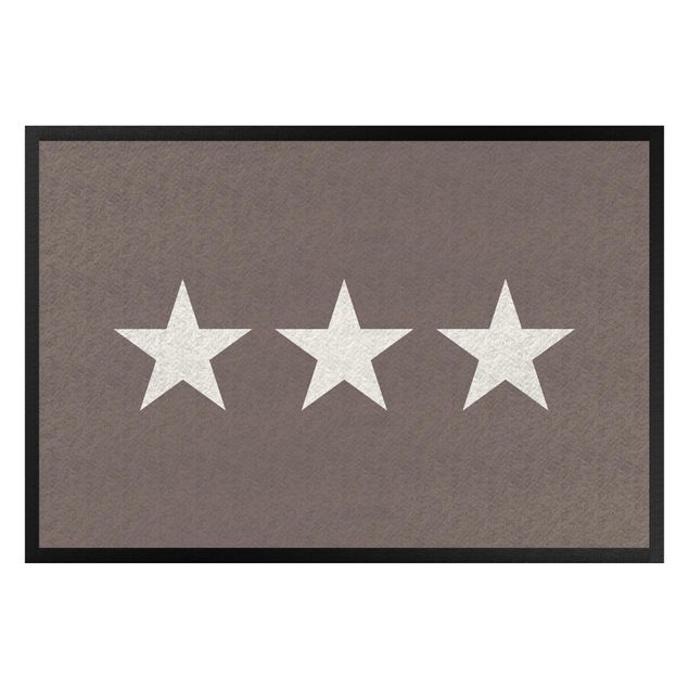 Moderne Teppiche Drei Sterne graubraun weiß