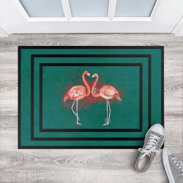 Grün Teppich Flamingos
