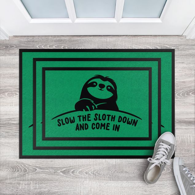 Fußmatte Spruch Slow the sloth down