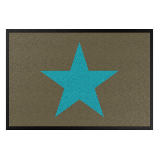 Teppich modern Stern in braun türkisblau