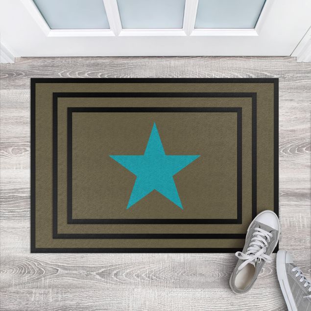 Fußmatte mit Stern Stern in braun türkisblau