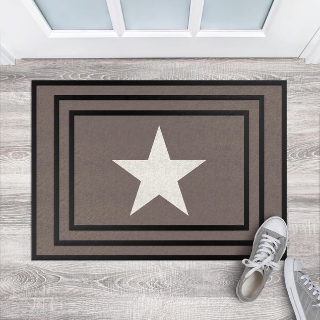 Fußmatte mit Stern Stern in graubraun weiß