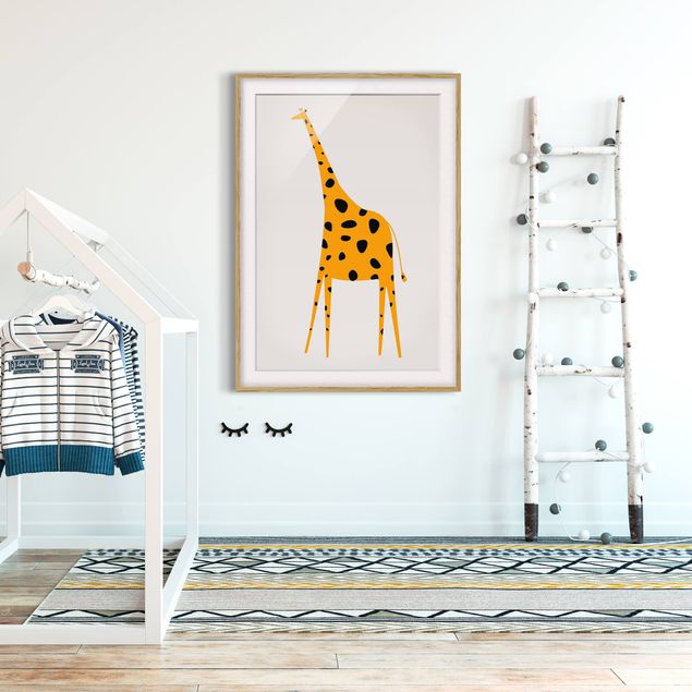 Tierbilder mit Rahmen Gelbe Giraffe