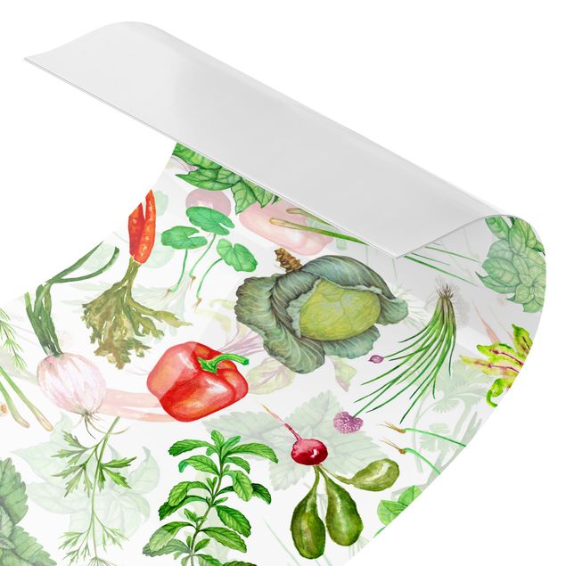 Küchenrückwand Folie Gemüse und Kräuter Illustration