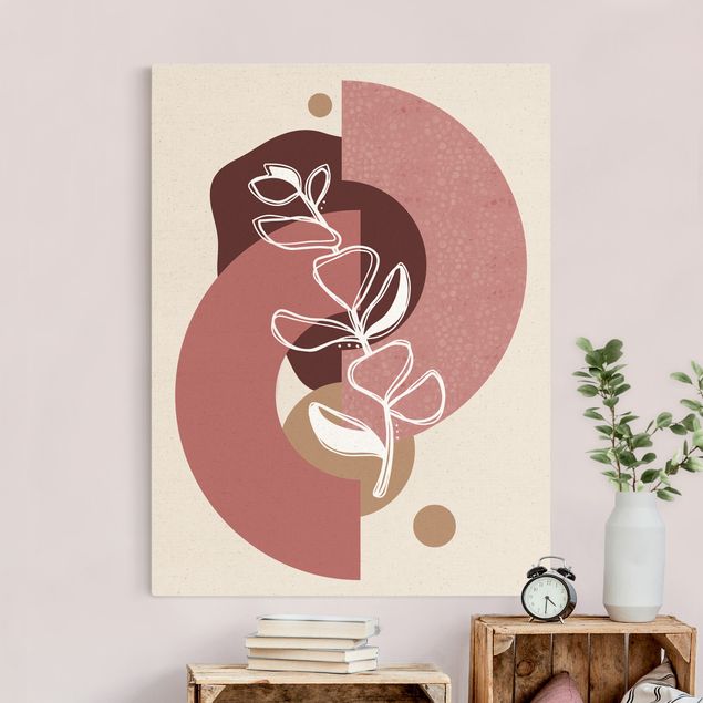 Wandbilder Floral Geometrische Formen - Blätter Rosa Gold
