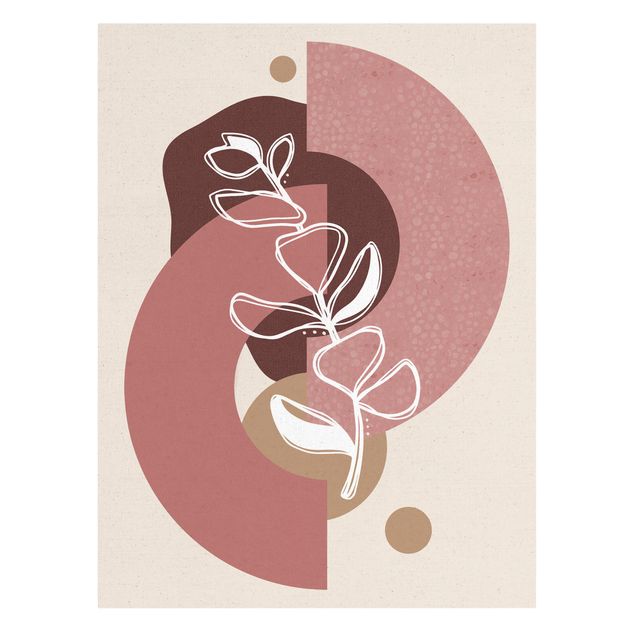 schöne Leinwandbilder Geometrische Formen - Blätter Rosa Gold