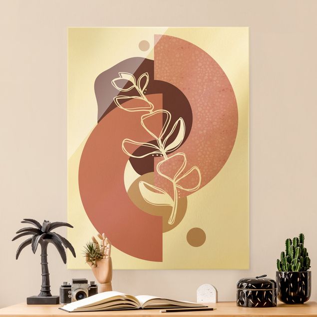 Wandbilder Floral Geometrische Formen - Blätter Rosa Gold