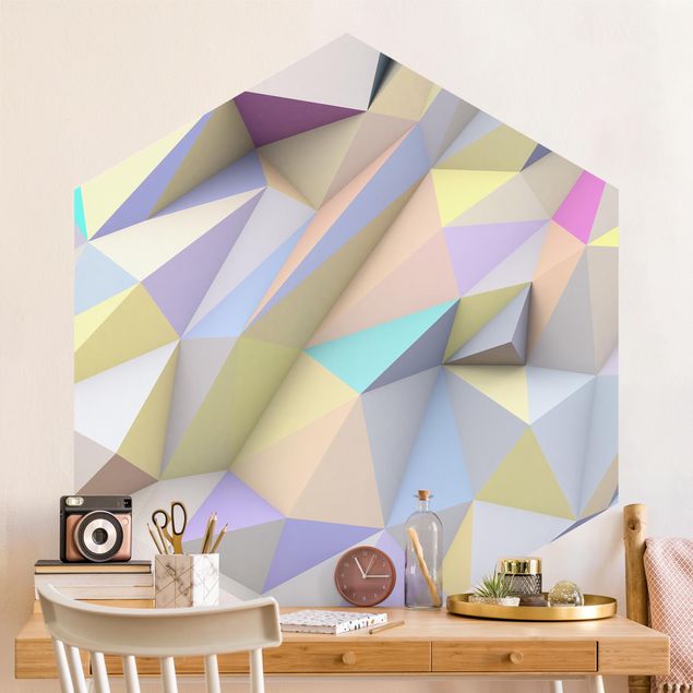 Babyzimmer Deko Geometrische Pastell Dreiecke in 3D