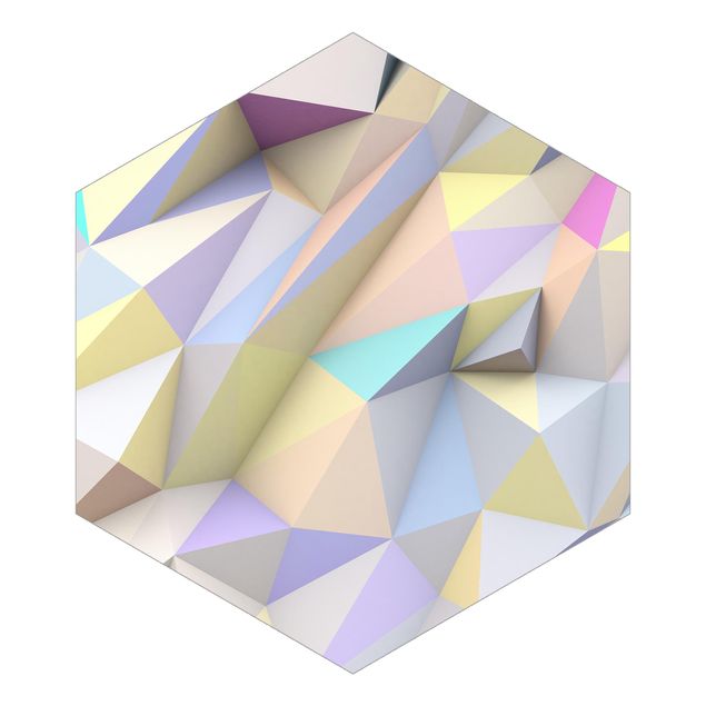 Foto Tapete Geometrische Pastell Dreiecke in 3D