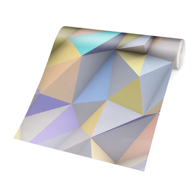 Mustertapeten Geometrische Pastell Dreiecke in 3D