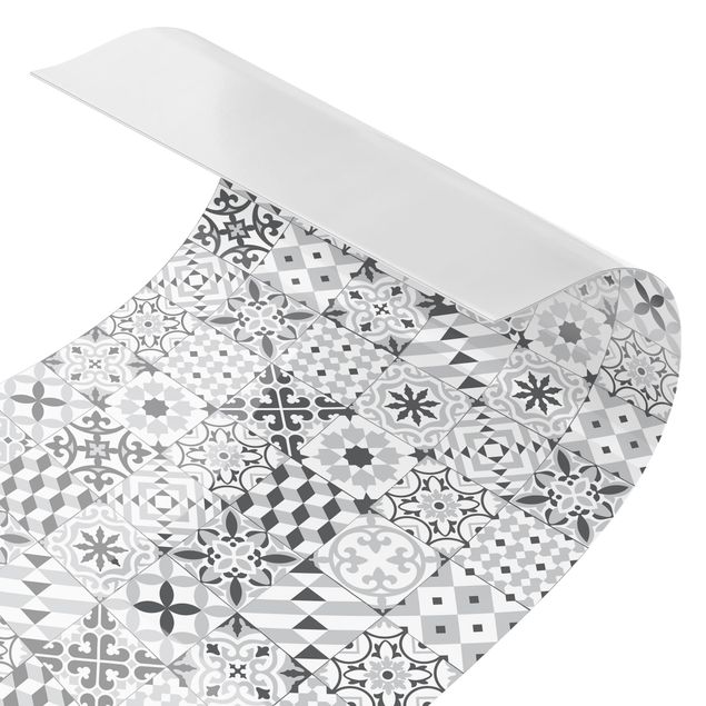 Küchenrückwand selbstklebend Geometrischer Fliesenmix Grau