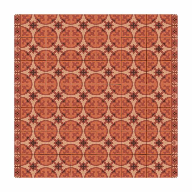 kleiner Teppich Geometrischer Fliesenmix Kreise Orange