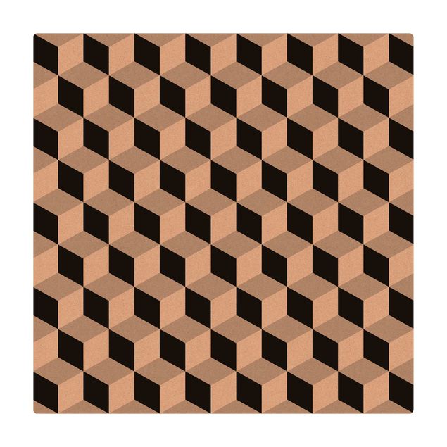 Kleine Teppiche Geometrischer Fliesenmix Würfel Schwarz