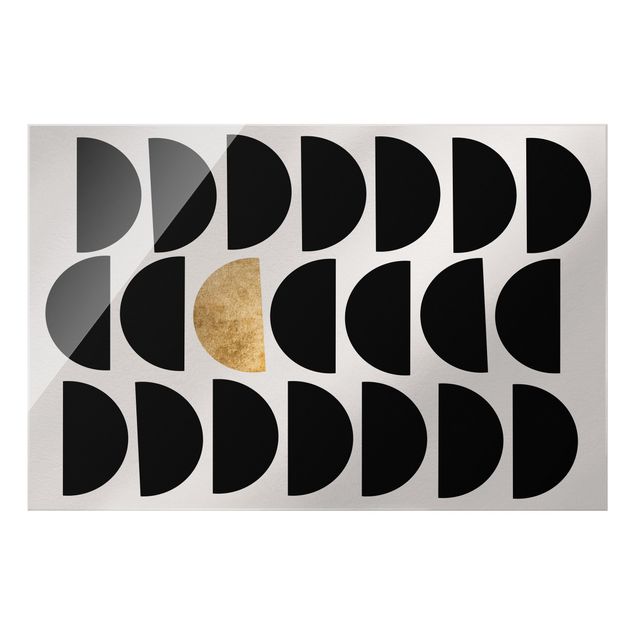Wandbilder Schwarz-Weiß Geometrischer Halbkreis II